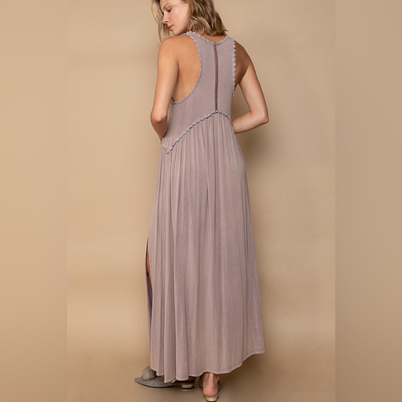 Baby Doll Side Slit Cut Out Maxi Dress - POL - Picture 3 of 3